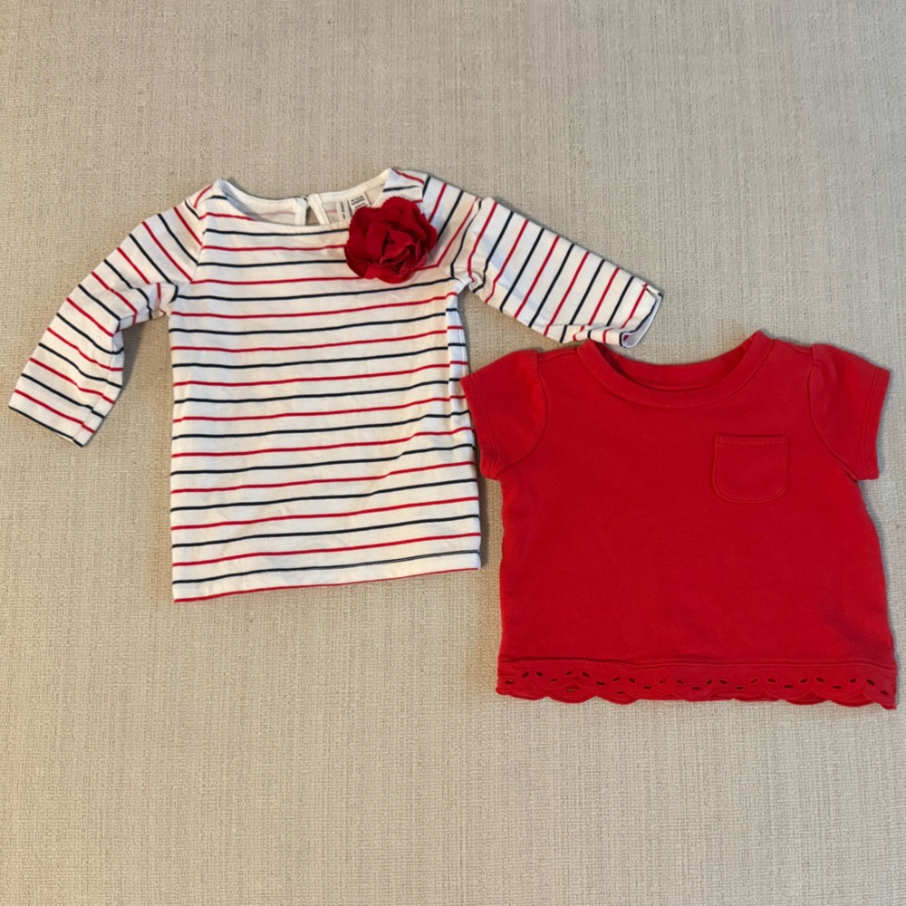 Janie and jack 18-24 months girls shirts Red and Striped Kids Tops Set